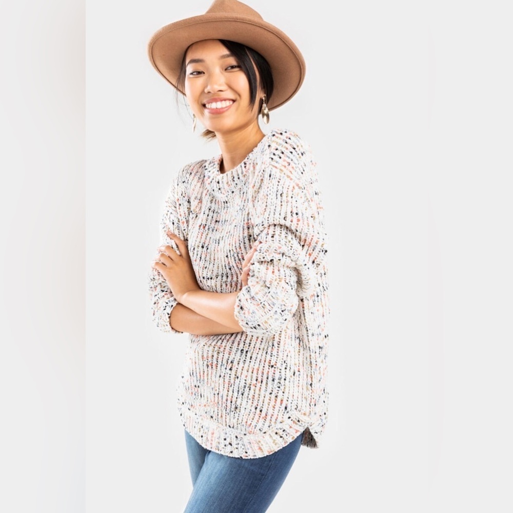 NWT Moon & Madison Confetti Specked Soft Open Knit Pullover Sweater